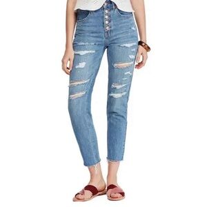 Free People We The Free Distressed High Rise Straight Jeans 27